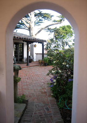 A view through the archway to the entry court.