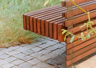 Custom redwood bench.