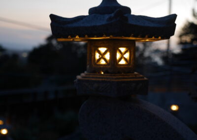 Pacific Rim Fusion: On a steep site under sandy conditions we melded Japanese aesthetics with landscape lighting and California native plants.