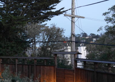 Pacific Rim Fusion: On a steep site under sandy conditions we melded Japanese aesthetics with landscape lighting and California native plants.